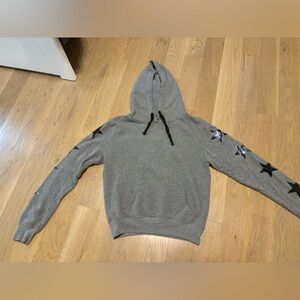Grey Chrldr hoodie with black shiny stars down the sleeves super soft and comfy